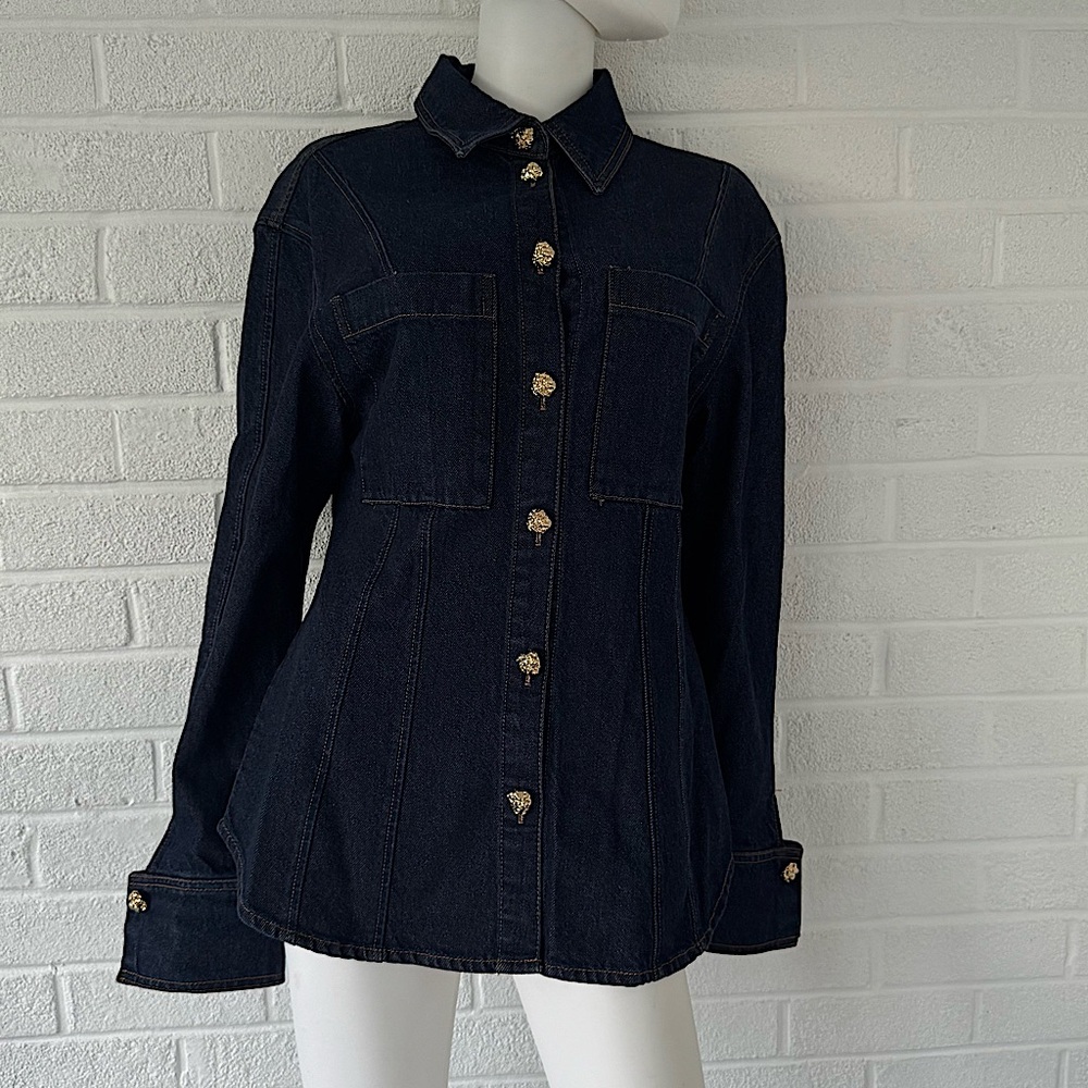H & M edition defined waist denim top.